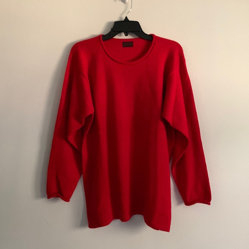 LANALPA alpaca sweater rolled crew neck and long sleeves hand woven women’s sz M